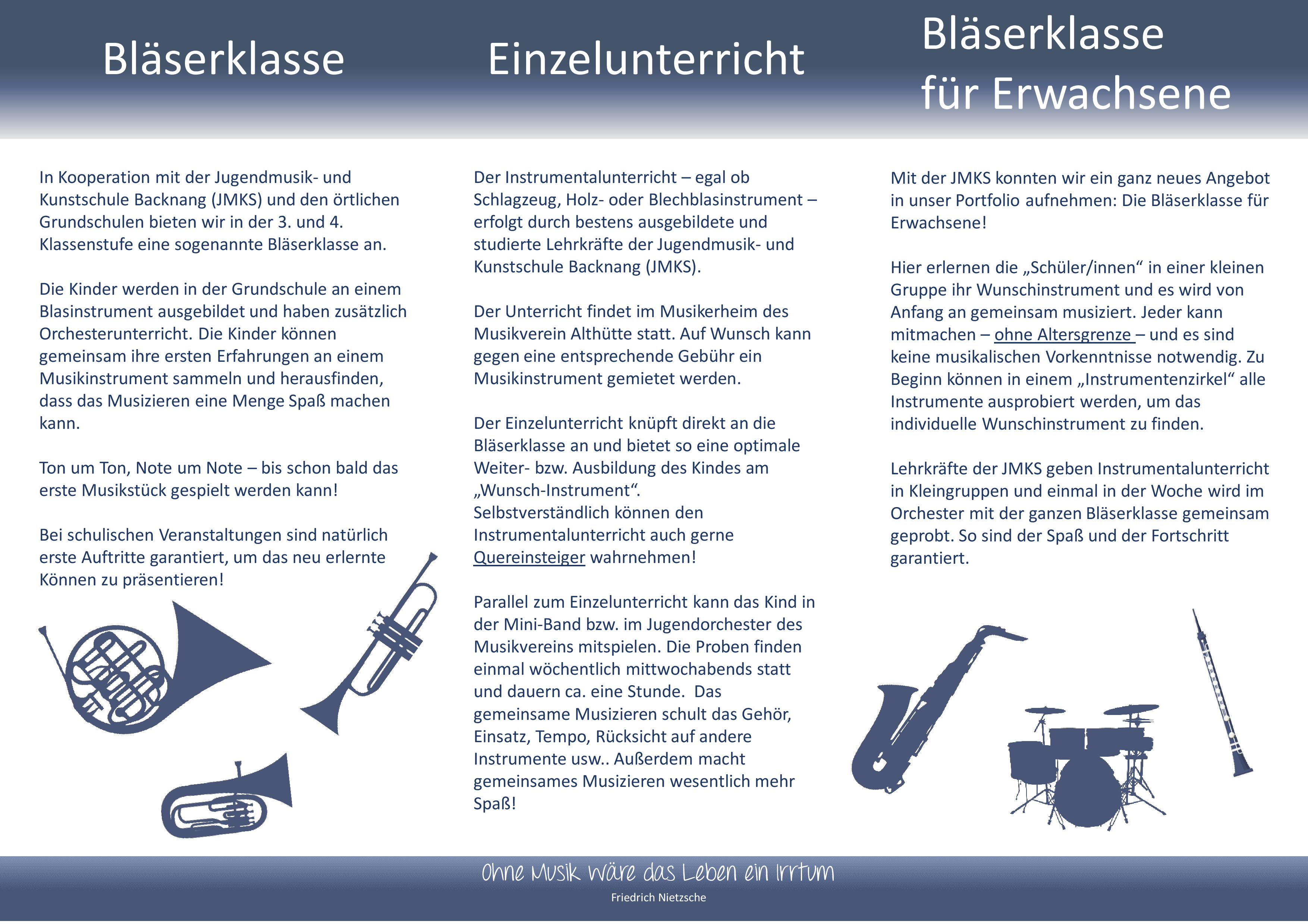 Flyer Musikausbildung MVA 2